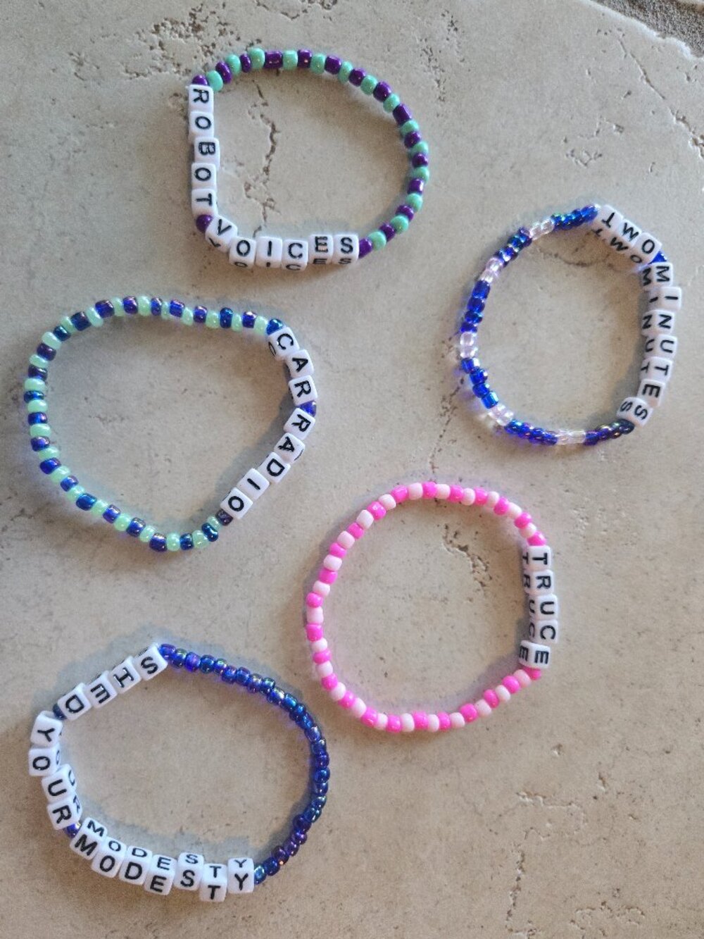 Set of 5 Twenty One Pilots Concert Bracelets - Handmade